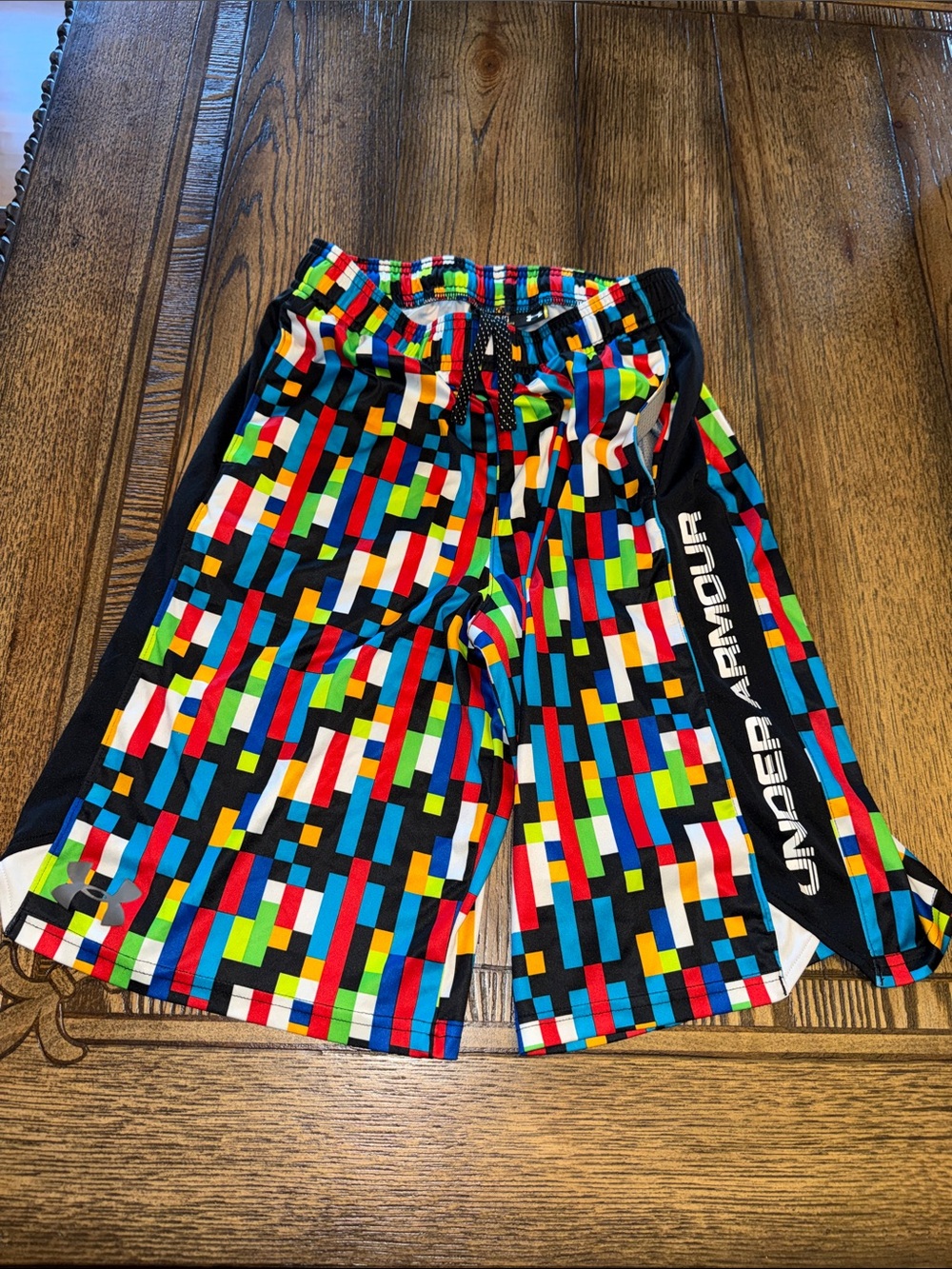 Under Armour Black Multicolor Pixel Print Athletic Shorts
